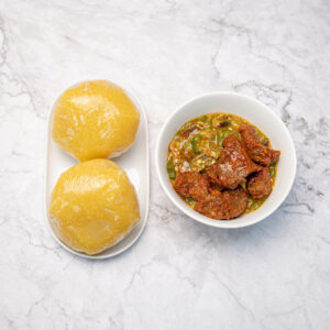 healthy eating with eba and okro soup