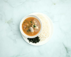 healthy eating with white rice and peppersoup